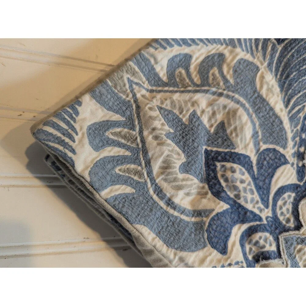 2 Pottery Barn Blue Beige Paisley Shams 24